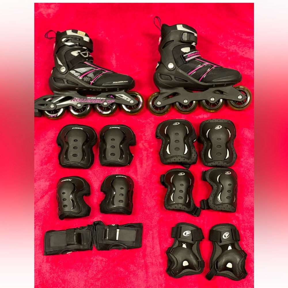 Rollerblade Zetrablade- Women's size 9, Includes knees, elbows, and wrists gear
